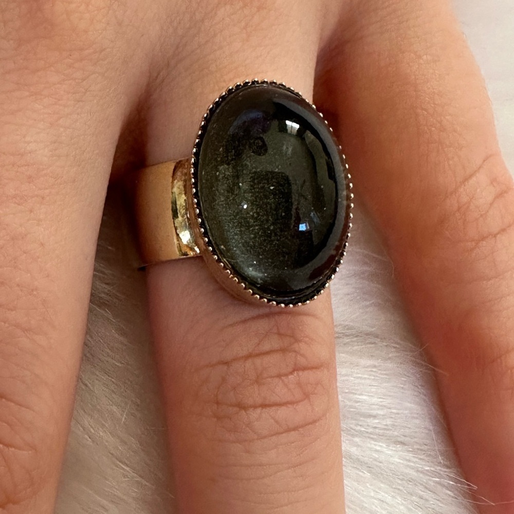 Sophisticated Black Stone Sterling Ring